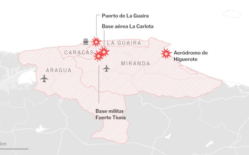 Los mapas y los cuatro momentos clave de la operación para sacar a Maduro de Venezuela