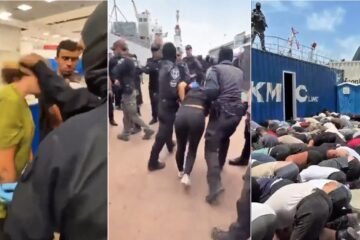 Un ministro ultra de Israel se graba junto a detenidos de la flotilla arrodillados y maniatados